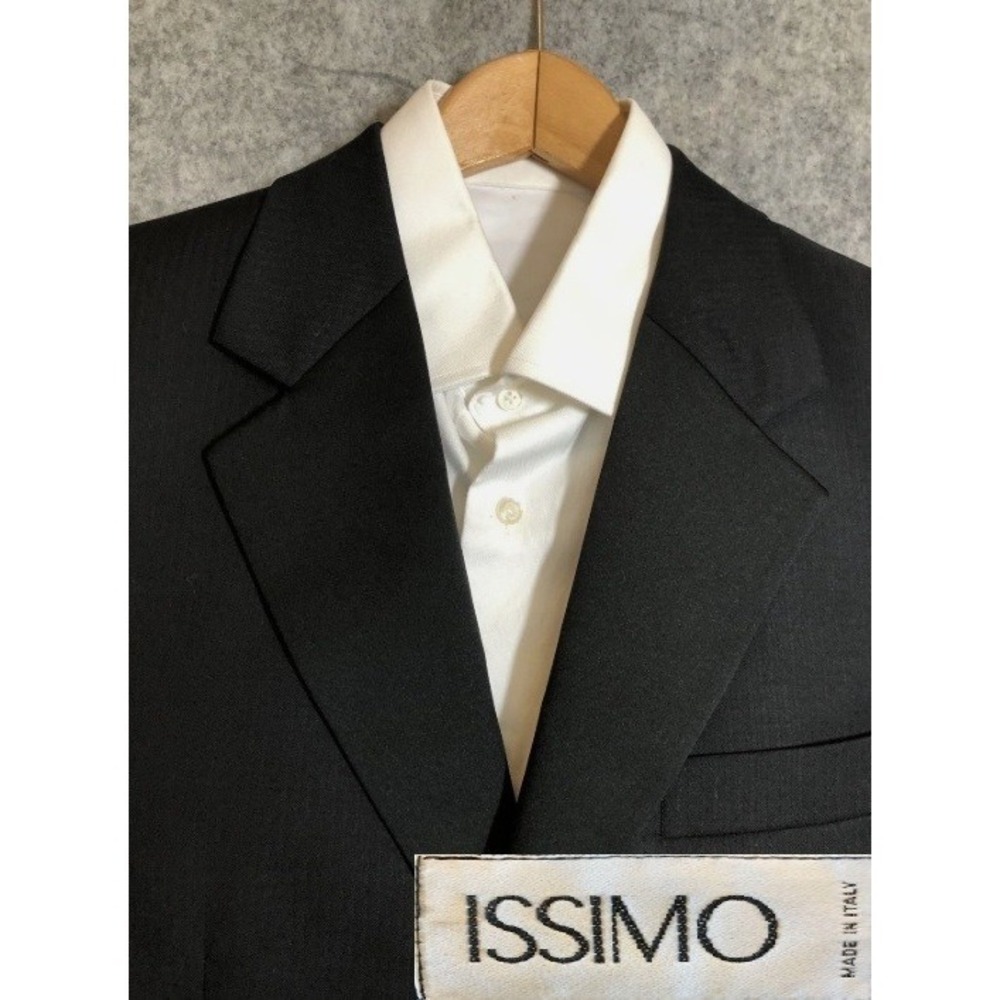 Issimo Blazer Mens 40R Black Tuxedo Jacket Satin Trim Formal Holiday Party Italy